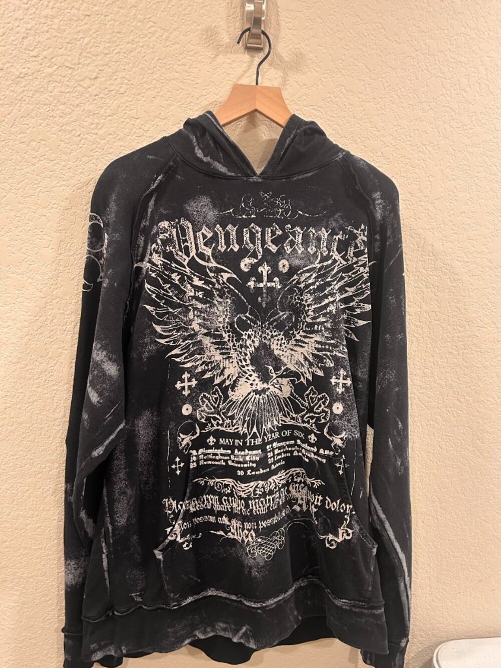 Vintage Y2K Raw State by Affliction Vengeance graphic Hoodie Men's size XL